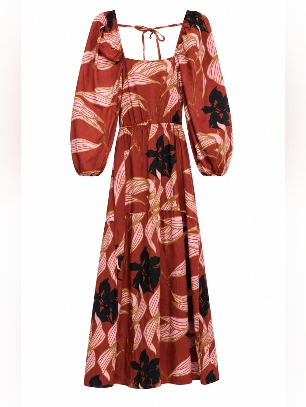 TNS Tennis women's 100% cotton floral balloon sleeves maxi dress size S